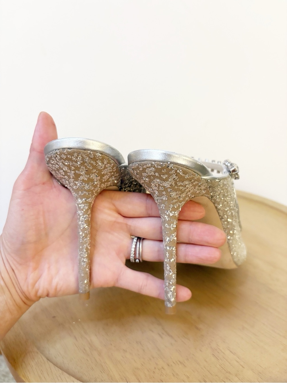 Jimmy Choo Tulle Glitter Bing Heels - Picture 11 of 12